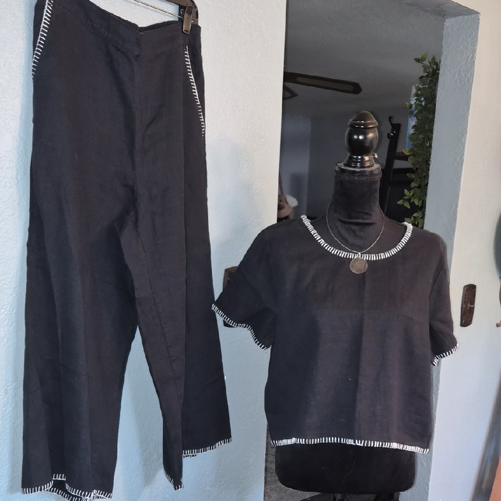 Rachel Zoe Black and White Women's Pants & Top Set